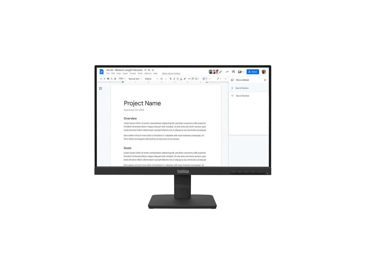 Lenovo S22-4E 21.5" Monitor, IPS Panel 100Hz, 1920 X 1080, Input Connectors- VGA + HDMI 1.4, Cables Included