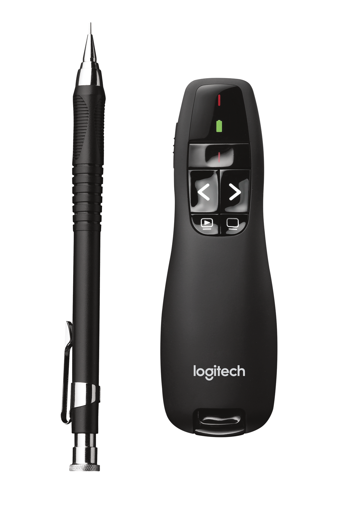 Logitech R400 Red Laser Presentation Remote With Wireless Mini Receiver. Red Laser Pointer And Intuitive Slide Navigation. 15M Wireless Range With USB Receiver. No Software