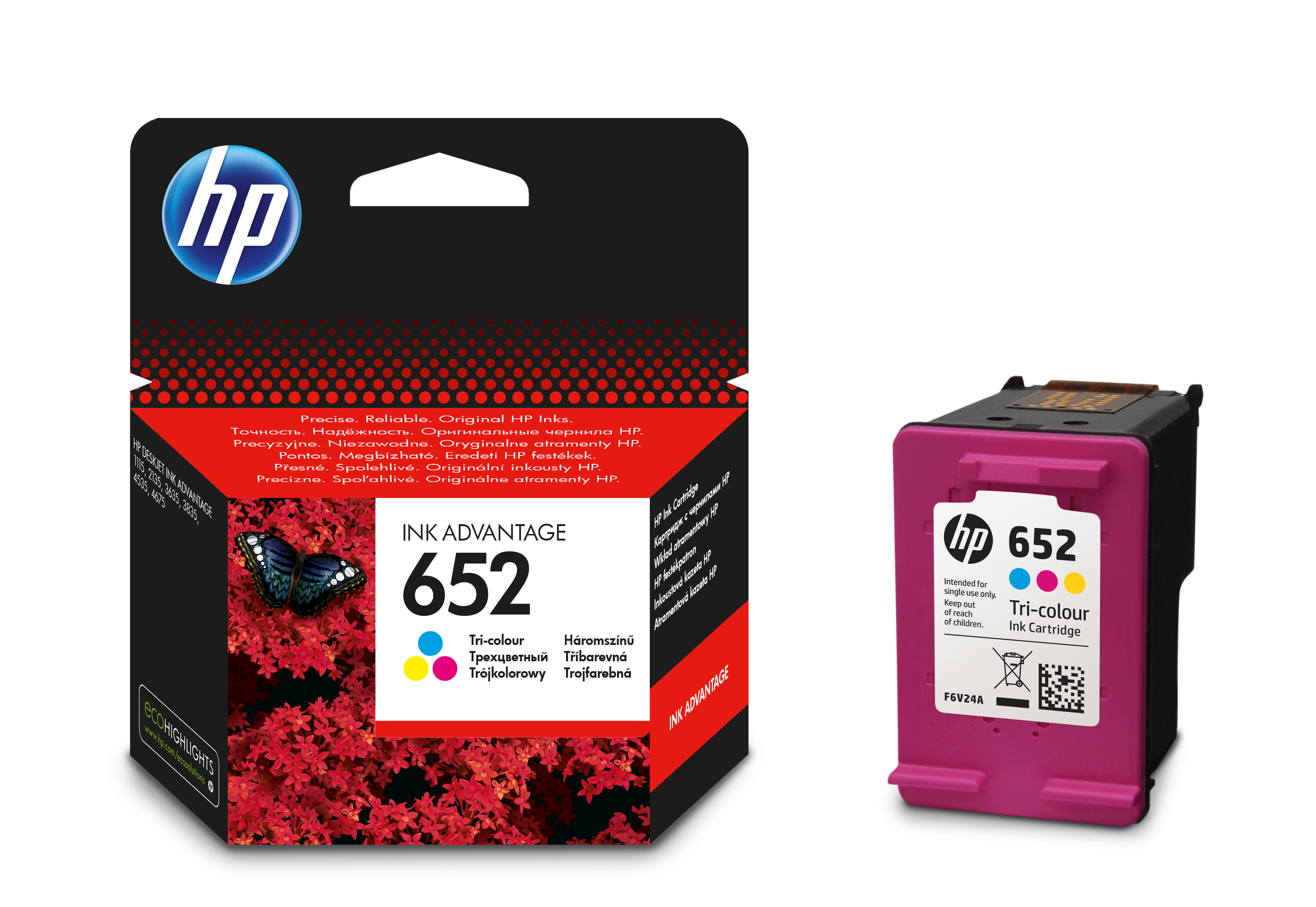 HP 652 Tri-color Ink Advantage Cartridge - F6V24AE