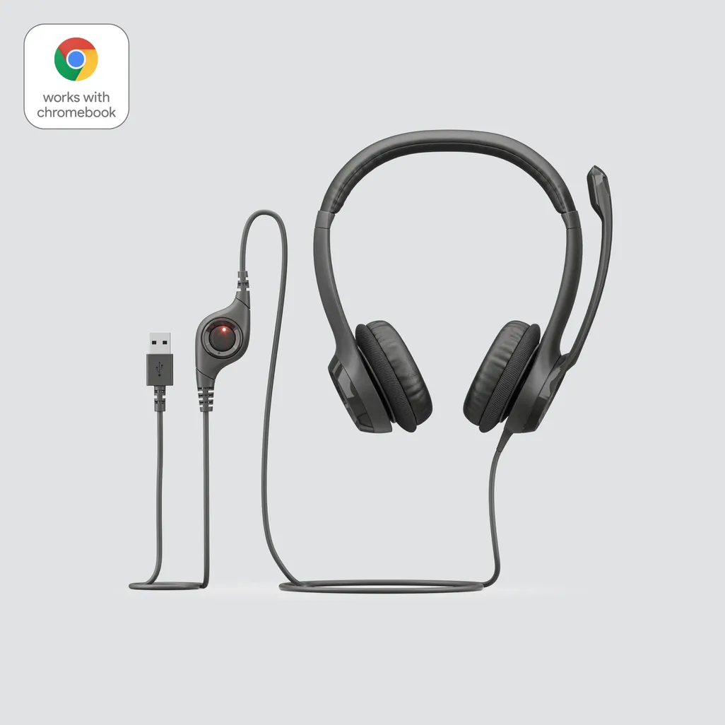 Logitech H390 USB-A Headset with Noise-Cancelling Microphone – Black