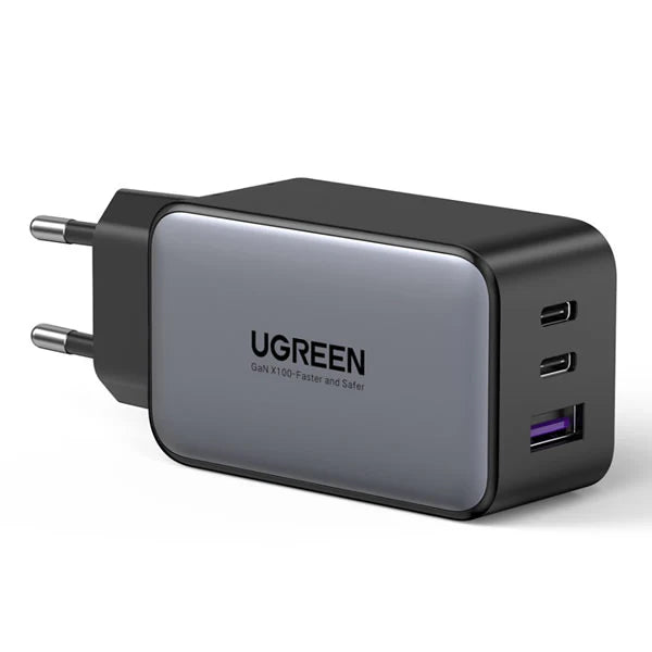 Ugreen 3 Port GaN PD Home Charger - 65W Features Type-C Port With Power Delivery 3.0. Fast Charge Your PD Compatible Devices. Your Macbook Air M2 Can Be Charged From 0% To 51% In